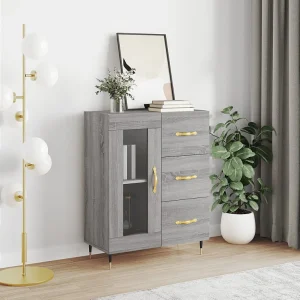 Dressoir 69,5x34x90 cm bewerkt hout grijs sonoma eikenkleurig Dressoir 69,5x34x90 cm bewerkt hout grijs sonoma eikenkleurig