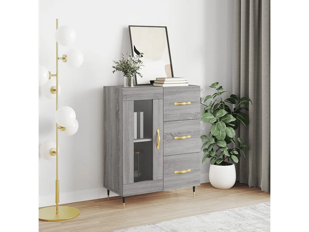 Dressoir 69,5x34x90 cm bewerkt hout grijs sonoma eikenkleurig