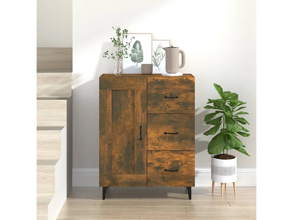 Dressoir 69,5x34x90 cm bewerkt hout gerookt eikenkleurig