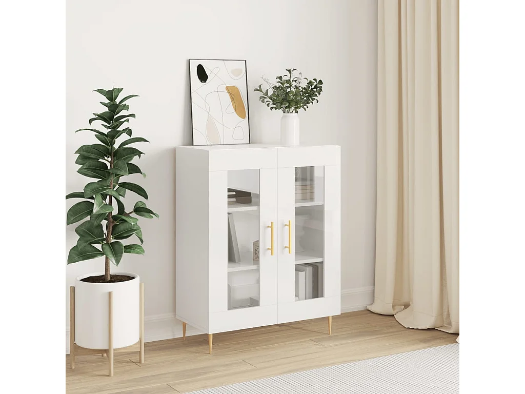 Dressoir 69,5x34x90 cm bewerkt hout hoogglans wit