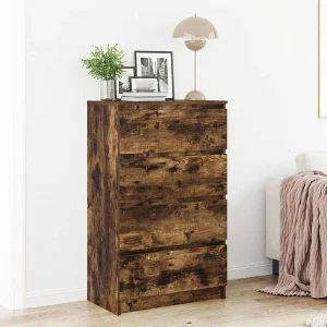 Dressoir 60x35x98,5 cm bewerkt hout gerookt eikenkleurig Dressoir 60x35x98,5 cm bewerkt hout gerookt eikenkleurig