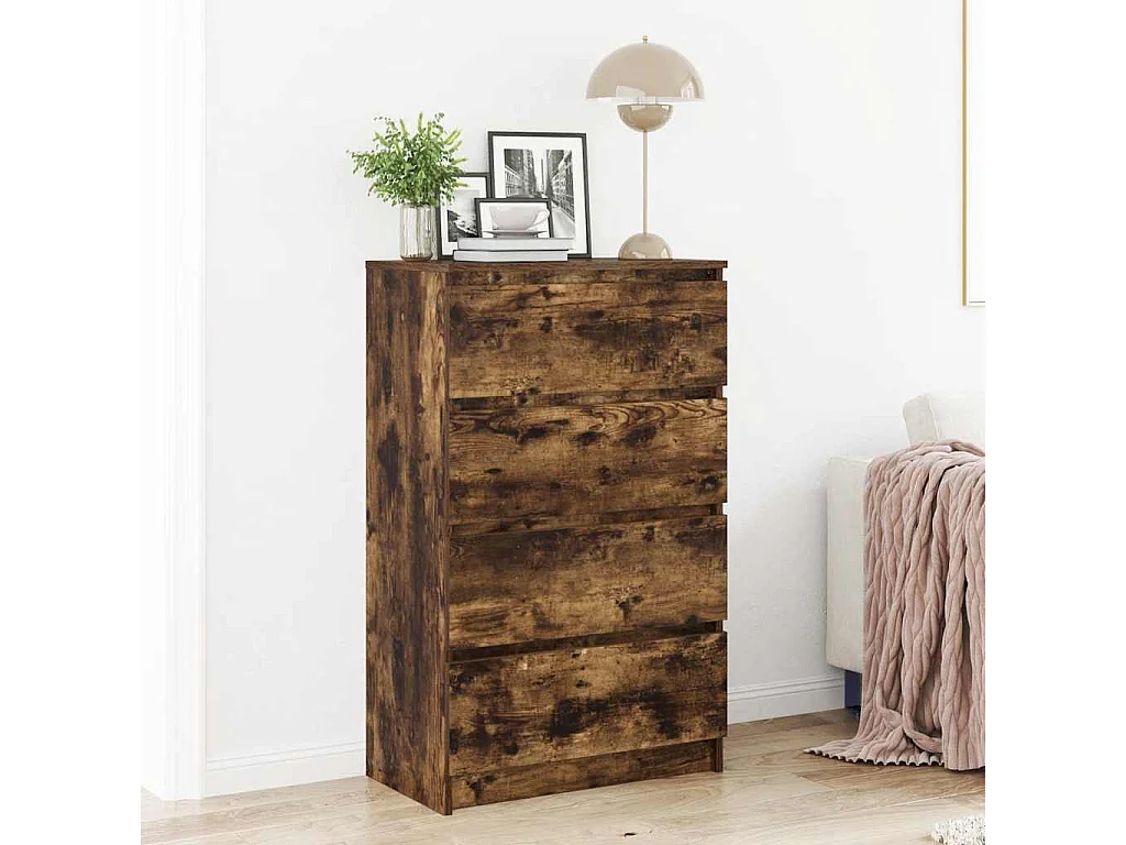 Dressoir 60x35x98,5 cm bewerkt hout gerookt eikenkleurig