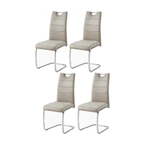 Eetkamerstoelset van 4 – stof & metaal – bruin – REGIS Eetkamerstoelset van 4 – stof & metaal – bruin – REGIS
