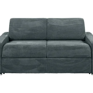 Express-driezitsslaapbank van antracietgrijs ribfluweel – 140 cm – 18 cm CALITO