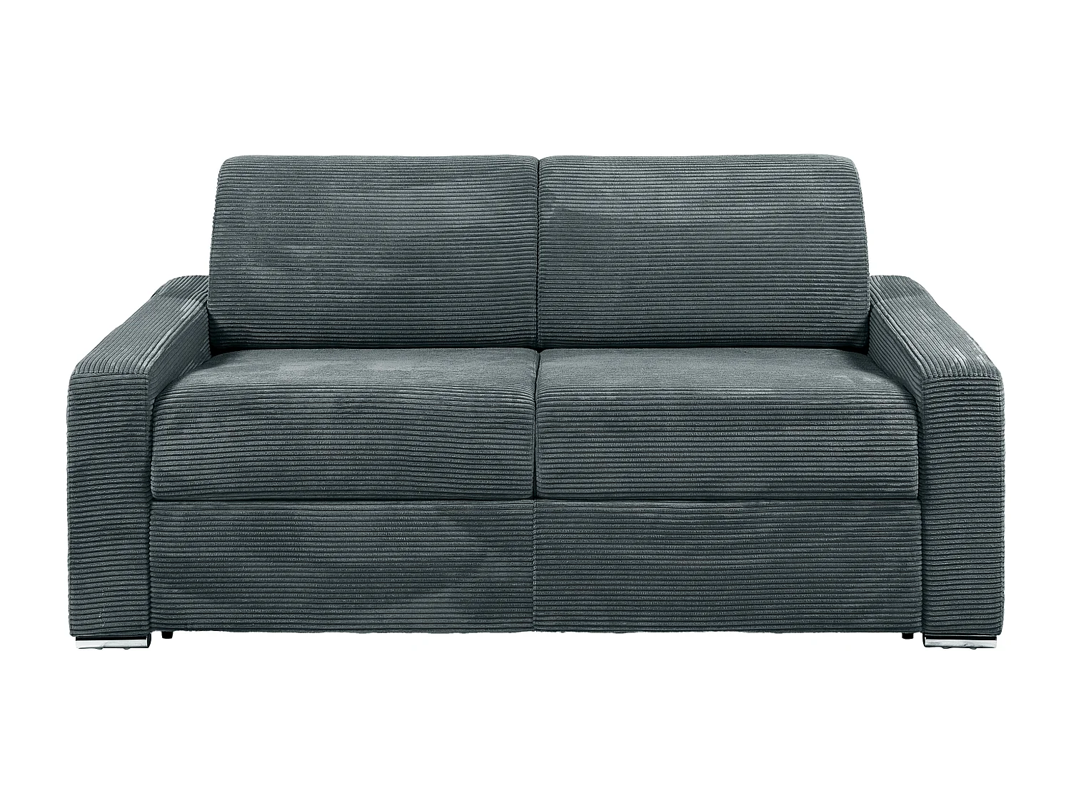 Express-driezitsslaapbank van grijs ribfluweel - 140 cm - 22 cm - CALITO