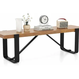 Eetkamerbank, 152,5 cm, 2-3-zits, houten bank met metalen frame, zitbank voor eetkamer tot 300 kg belastbaar, ideaal voor inrichting in de boerderij,retroVH32100 Eetkamerbank, 152,5 cm, 2-3-zits, houten bank met metalen frame, zitbank voor eetkamer tot 300 kg belastbaar, ideaal voor inrichting in de boerderij,retroVH32100