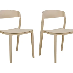 Eetkamerstoel set van 2 kunststof beige SOMERS Eetkamerstoel set van 2 kunststof beige SOMERS