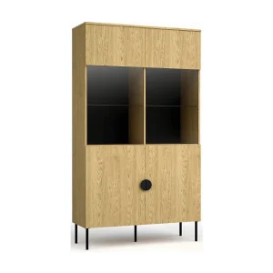 Eikenhouten vitrinekast met glazen deuren – Collectie MONDO Eikenhouten vitrinekast met glazen deuren – Collectie MONDO