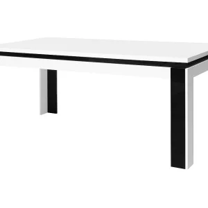 Eettafel LINA 160cm. Kleuren wit en zwart. Tafel voor 4 personen. Modern ontwerp.