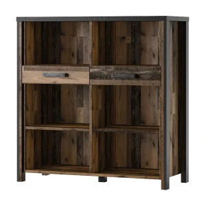 Sideboard WINDSOR antracietgrijs en donkereiken – 110 cm – 2 laden, 6 vakken – 107 x 110 x 44 cm Sideboard WINDSOR antracietgrijs en donkereiken – 110 cm – 2 laden, 6 vakken – 107 x 110 x 44 cm