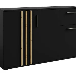 Commode VARIA – 3 deuren en 1 lade – Modern design in zwart en ambachtelijk eiken Commode VARIA – 3 deuren en 1 lade – Modern design in zwart en ambachtelijk eiken