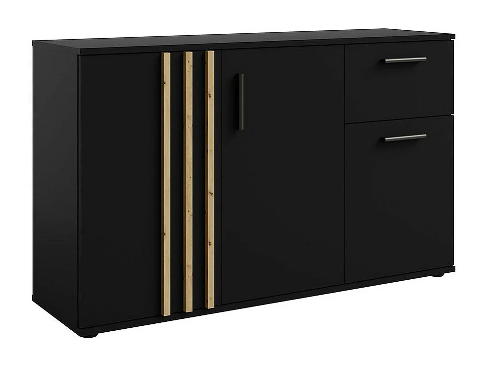 Commode VARIA - 3 deuren en 1 lade - Modern design in zwart en ambachtelijk eiken