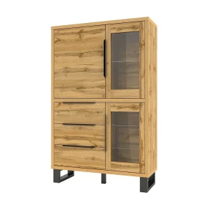 Eikenhouten kleur buffetkast uit de MILO collectie. Zwarte afwerking. Ideaal meubel voor uw eetkamer. Eikenhouten kleur buffetkast uit de MILO collectie. Zwarte afwerking. Ideaal meubel voor uw eetkamer.