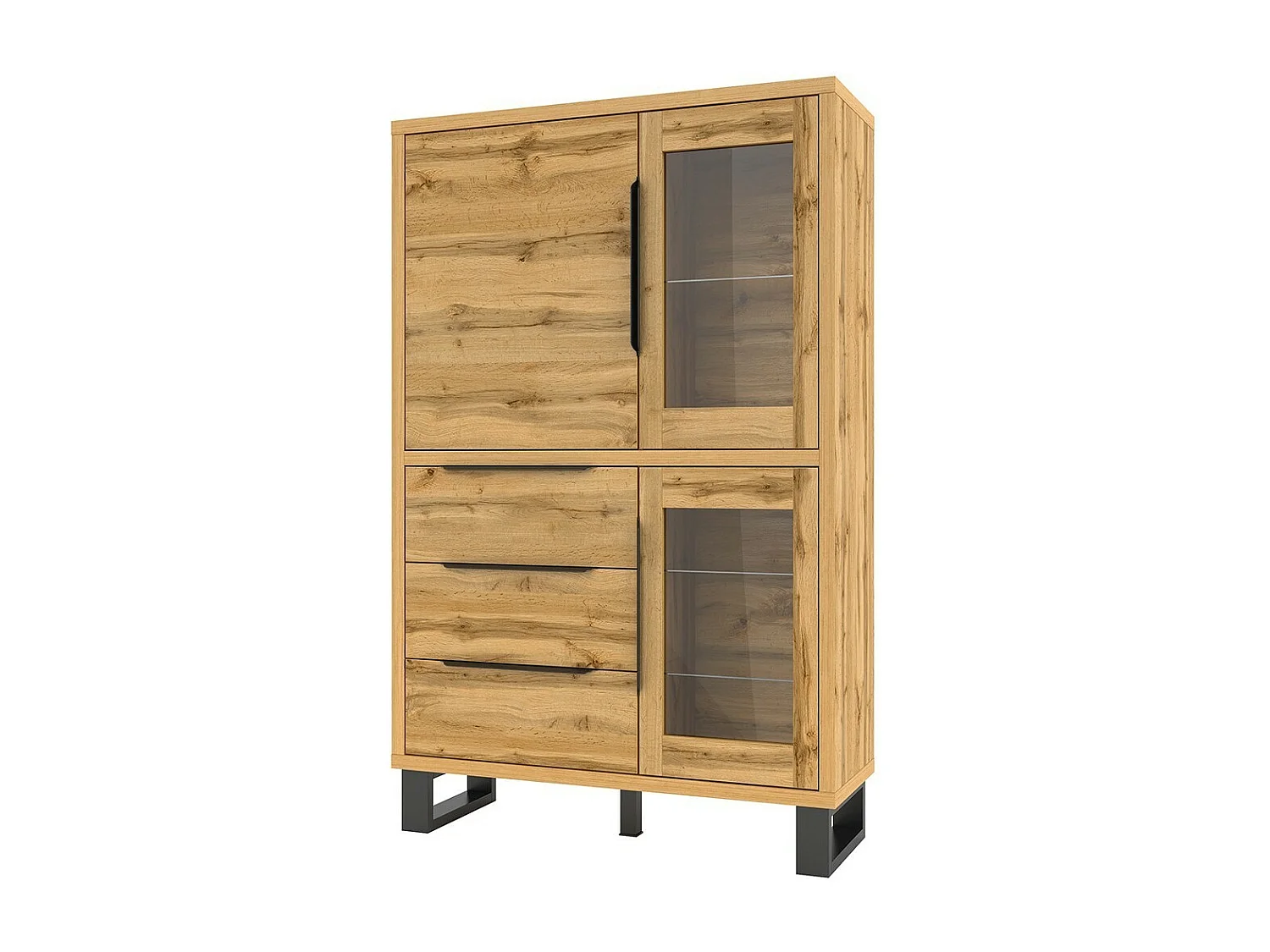 Eikenhouten kleur buffetkast uit de MILO collectie. Zwarte afwerking. Ideaal meubel voor uw eetkamer.