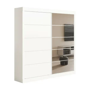Kledingkast MILS met 2 schuifdeuren en spiegel 182.5×197.5×55 wit Kledingkast MILS met 2 schuifdeuren en spiegel 182.5×197.5×55 wit