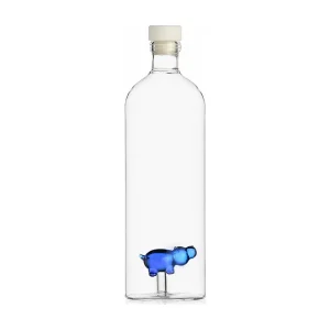 Fles van borosilicaatglas, Nijlpaard, blauw 1000 ml, Animal Farm
