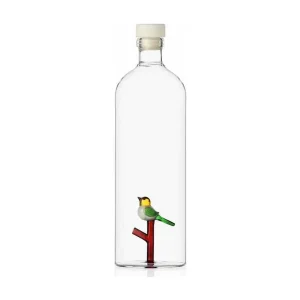 Fles van borosilicaatglas, Vogeltje, groen/bruin, 1000 ml, Animal Farm