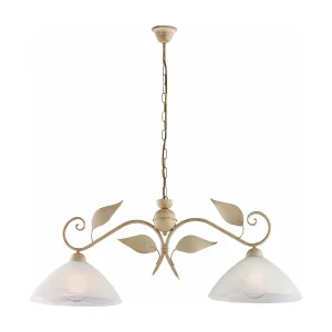 Lustre Esse fer ivoire, déco or antique, verre albâtre d.30, 2 lumières 96×30 cm, style classique discret et raffiné Lustre Esse fer ivoire, déco or antique, verre albâtre d.30, 2 lumières 96×30 cm, style classique discret et raffiné