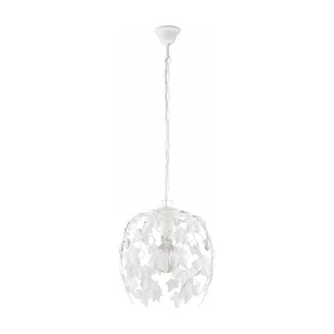 Edera Lustre en fer laqué blanc décoration effet shabby chic et strass cristal 1 lumière X 97 d.30 BL50-1-BCO