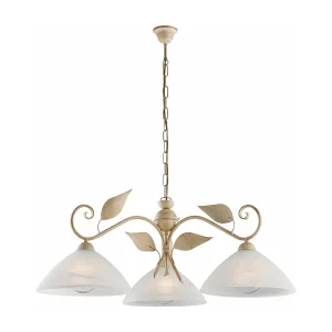 Lustre Esse fer ivoire, déco or antique, verre albâtre d.30, 3 lumières 96×79 cm, idéal pour espaces classiques Lustre Esse fer ivoire, déco or antique, verre albâtre d.30, 3 lumières 96×79 cm, idéal pour espaces classiques