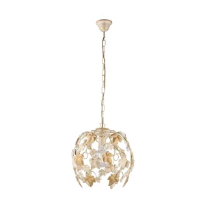 Edera Lustre en fer laqué ivoire décor or antique et strass cristal 1 lumière X 97 d.30 BL50-1-AV