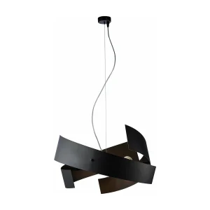 Elisa Suspension en fer découpé laser laqué noir avec câble acier réglable 3 lumières 128 d.57 BL226-3-NR Elisa Suspension en fer découpé laser laqué noir avec câble acier réglable 3 lumières 128 d.57 BL226-3-NR