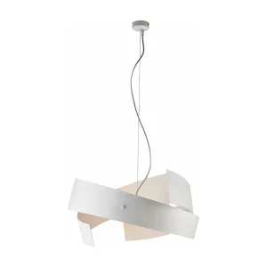 Elisa Suspension en fer découpé laser laqué blanc avec câble acier réglable 3 lumières 128 d.57 BL226-3-BCO Elisa Suspension en fer découpé laser laqué blanc avec câble acier réglable 3 lumières 128 d.57 BL226-3-BCO