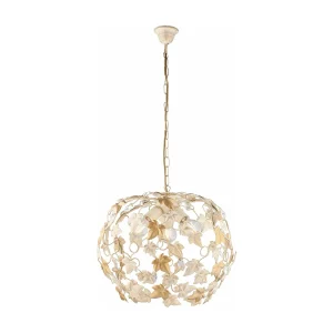 Edera Lustre en fer laqué ivoire décor or antique et strass cristal 3 lumières 105 d.50 BL50-3-AV Edera Lustre en fer laqué ivoire décor or antique et strass cristal 3 lumières 105 d.50 BL50-3-AV