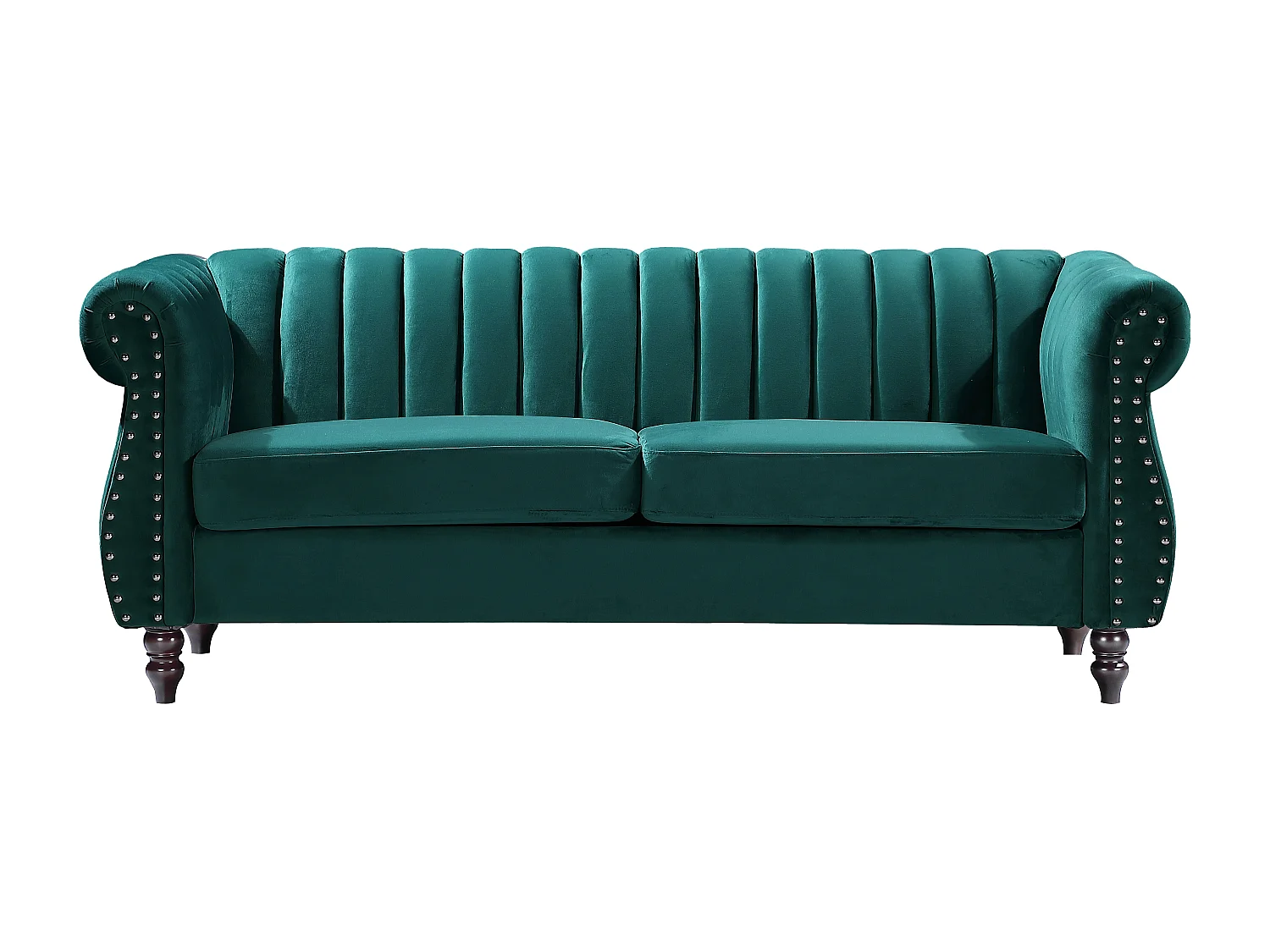 Driezitsbank chesterfield in smaragdgroene fluweel TRUMBO - Koop nu goedkoop online