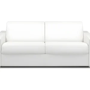 Snel omgebouwde slaapbank in wit kunstleer met 4 plaatsen en een matras van 16 cm CALITO Snel omgebouwde slaapbank in wit kunstleer met 4 plaatsen en een matras van 16 cm CALITO