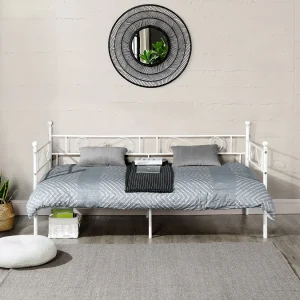 Eenvoudige Metalen Slaapbank Wit 90×190 cm Eenvoudige Metalen Slaapbank Wit 90×190 cm