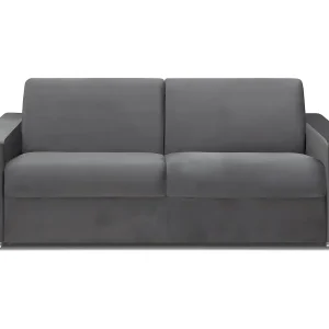 Snel omgebouwde slaapbank in donkergrijs fluweel met 4 plaatsen – matras van 16 cm CALITO Snel omgebouwde slaapbank in donkergrijs fluweel met 4 plaatsen – matras van 16 cm CALITO