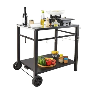 Gasbarbecue SucceBuy Buitengaragewagen, Barbecuewagen met Dubbele Regelaar, Mobiele Voedselbereiding, Terras
