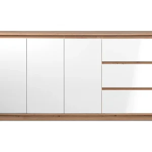 Dressoir met 3 deuren en 3 lades, decor hoogglans wit en artisan eik, 178 cm – PHOENIX