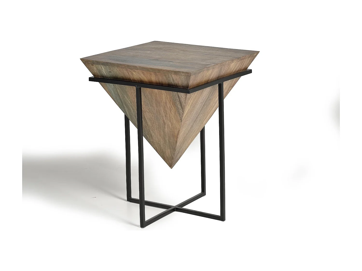 Hoektafel in manguier in metalen bois