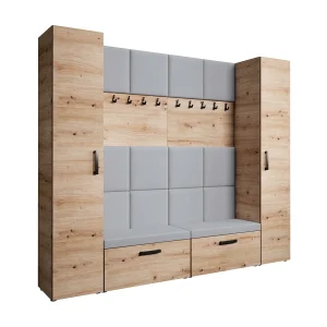 GARDEROBE Margaret XL 242/203/43 met gestoffeerde panelen en schoenenkast
