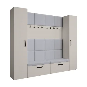 GARDEROBE Margaret XL 242/203/43 met gestoffeerde panelen en schoenenkast GARDEROBE Margaret XL 242/203/43 met gestoffeerde panelen en schoenenkast