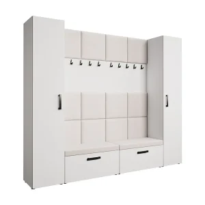 GARDEROBE Margaret XL 242/203/43 met gestoffeerde panelen en schoenenkast