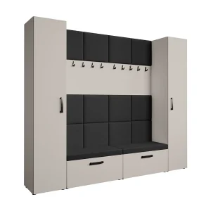 GARDEROBE Margaret XL 242/203/43 met gestoffeerde panelen en schoenenkast
