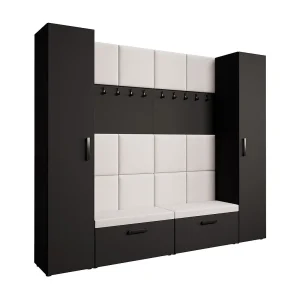 GARDEROBE Margaret XL 242/203/43 met gestoffeerde panelen en schoenenkast