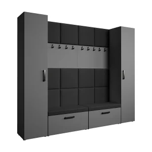 GARDEROBE Margaret XL 242/203/43 met gestoffeerde panelen en schoenenkast