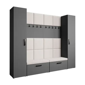 GARDEROBE Margaret XL 242/203/43 met gestoffeerde panelen en schoenenkast GARDEROBE Margaret XL 242/203/43 met gestoffeerde panelen en schoenenkast