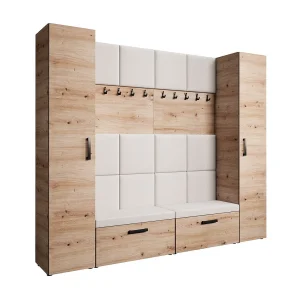 GARDEROBE Margaret XL 242/203/43 met gestoffeerde panelen en schoenenkast GARDEROBE Margaret XL 242/203/43 met gestoffeerde panelen en schoenenkast