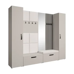 GARDEROBE Margaret XL 242/203/43 met gestoffeerde panelen/lamellen/spiegel GARDEROBE Margaret XL 242/203/43 met gestoffeerde panelen/lamellen/spiegel