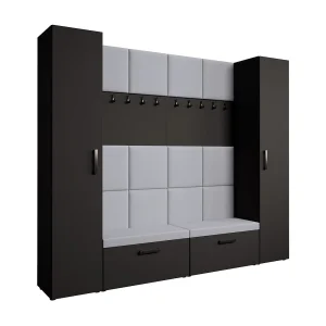 GARDEROBE Margaret XL 242/203/43 met gestoffeerde panelen en schoenenkast GARDEROBE Margaret XL 242/203/43 met gestoffeerde panelen en schoenenkast