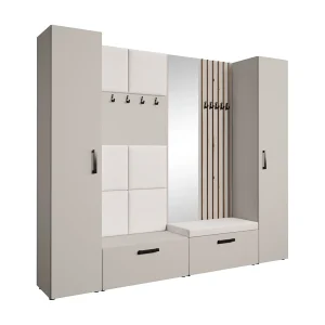 GARDEROBE Margaret XL 242/203/43 met gestoffeerde panelen/lamellen/spiegel GARDEROBE Margaret XL 242/203/43 met gestoffeerde panelen/lamellen/spiegel