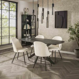 Eetkamertafel 180 Deens Ovaal – 3D Melamine Slate Stone