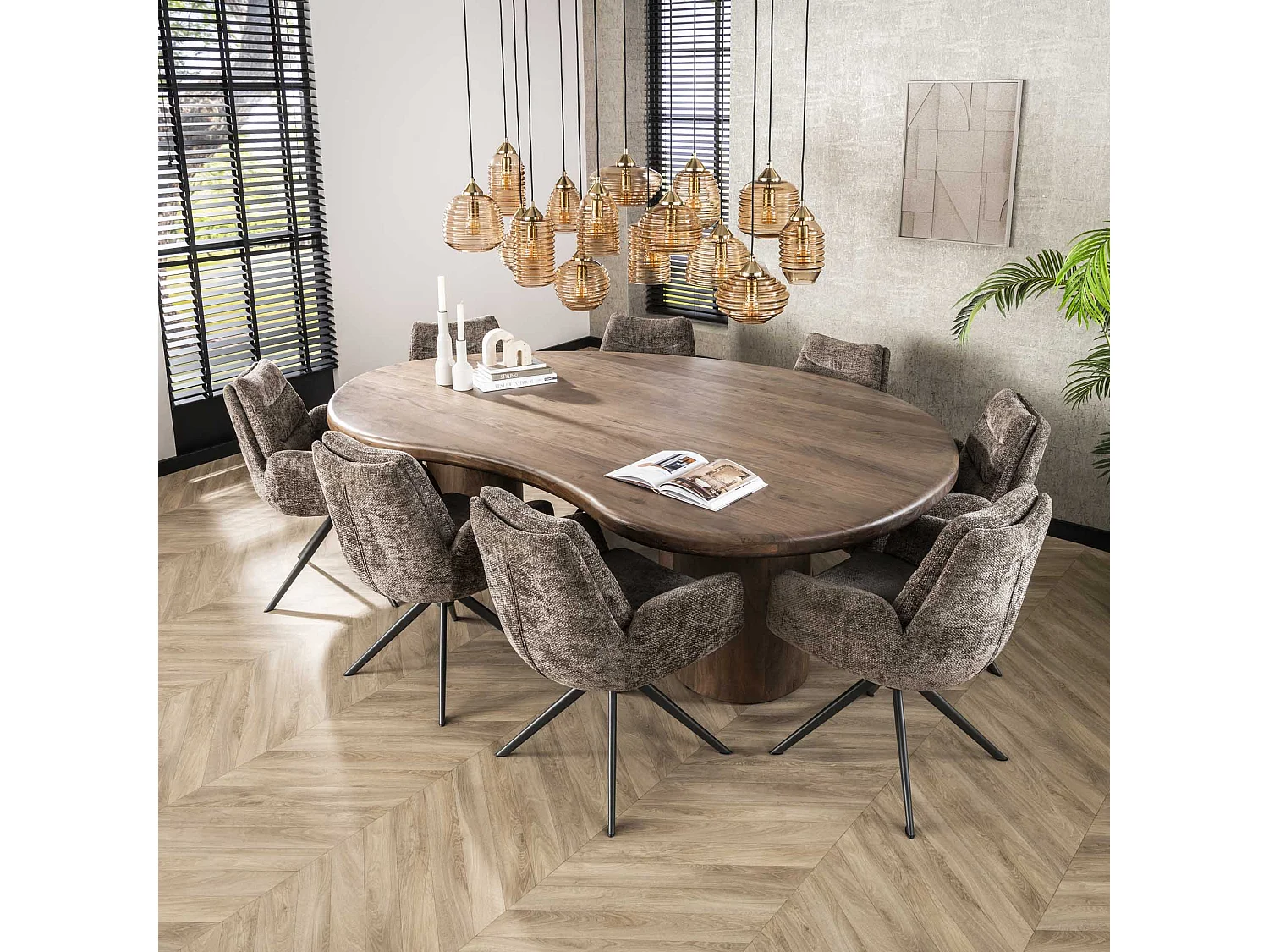 Eetkamertafel Sculpture - Massief Acacia Drift Brown