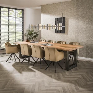 Eetkamertafel – Stam – Zwart RVS Onderstel – 300x100x77