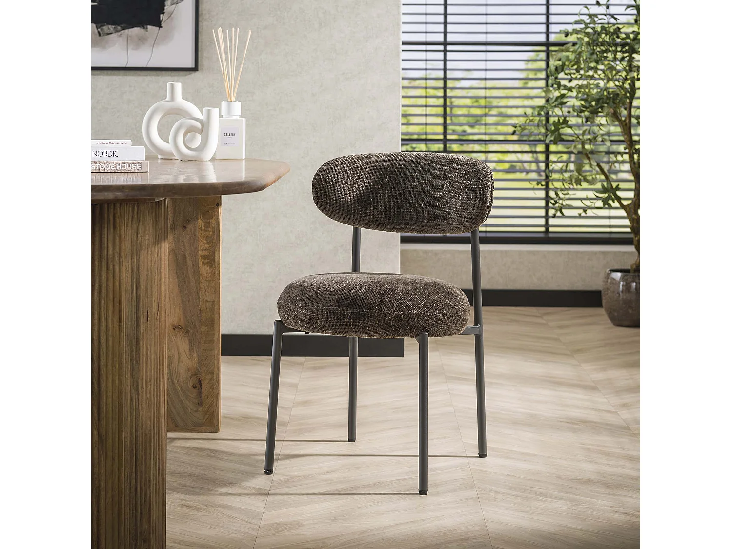 Eetkamerstoel Round - Tissee Cargo Bruin - Set van 2